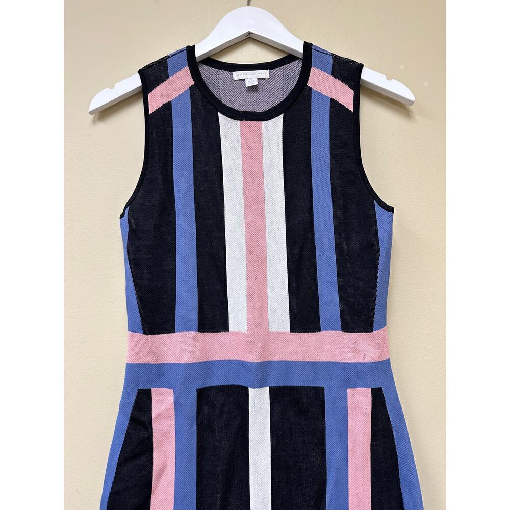 Workwear Petite Small Stripe Midi Sweater Sheath Dress Blue/Pink/Black - Picture 3 of 10